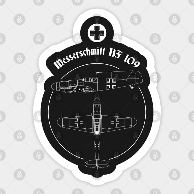 Messerschmitt BF 109 ME Warbird German Luftwaffe WW2 Shirt Sticker by stearman